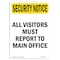 Signmission OSHA Security Sign, 14" Height, Rigid Plastic, Visitors Must Report To Office, Portrait OS-SN-P-1014-V-11775 - alternate 1